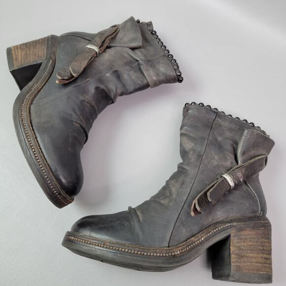 Airstep A.S 98 Black Leather Ankle Chuncky Heel Boots Womens EUR 36 US 5.5 - 6 - Picture 4 of 12